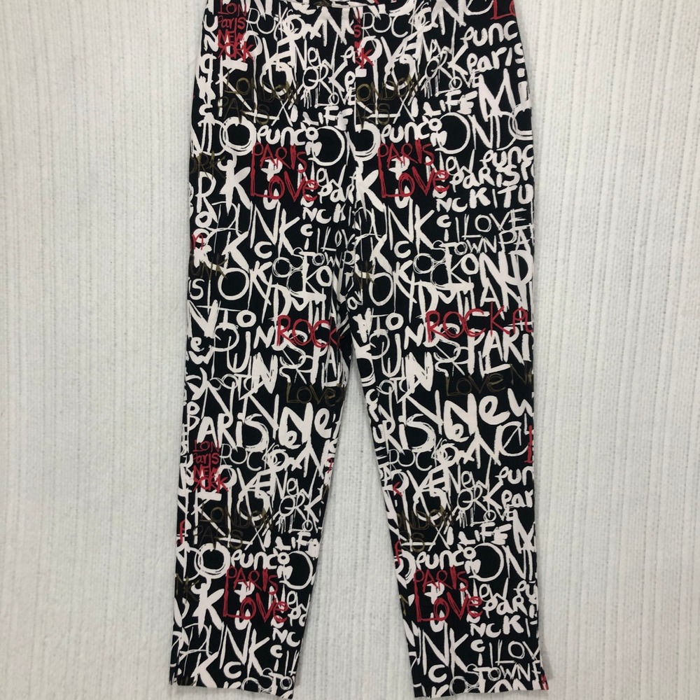 Forwear New York Graffiti Print Straight Leg Pants Black White Red Size 12